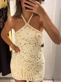Fongt Summer Women's New Fashion Sexy Sleeveless Hanging Neck Knitted Dress