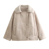 Fongt Women's Clothing Autumn And Winter New Loose Fur Warm Jacket Women's MLB Coat Cotton Clothes