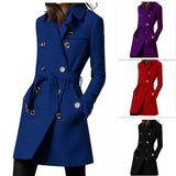 Fongt Autumn And Winter New Explosion Long Hair The Female Coat To Collect The Belt With Double Buckle Coat