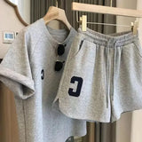 Sports Suits Women Summer Short Sleeve T-shirt Tops Wide Leg Shorts Two Piece Sets Letter Embroidery Womens Sporty