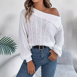 Shooting 2025 Autumn And Winter Casual Sexy Collar Out-To-Shoulder Long-Sleeved Sweater Women's