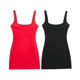 New Solid Color Slimming And Slim Short Suspender Dress 8342301-Outfit