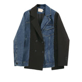 Splicing Jacket Women's Autumn Winter New Korean Style Loose Wild Long-sleeved Irregular Casual Blazer Jacket