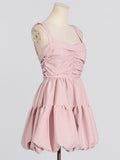 Fongt New Fashion Design Pendant Balloon Penetted Lotus Edge Slings Short Dress Dress