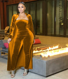 2 Piece African Jumpsuit Set Dresses For Women Velvet African Clothes Dashiki Elastic Bazin Off Shoulder Pants Famous Suit