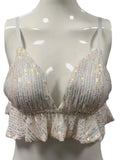 Style Sequins Show Hot Blouse DS Nightclub Stage Lotus Leaf Edge Suspender Navel Vest-Outfit