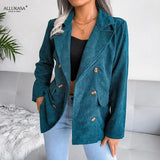 Jacket Sexy V Neck Small Suit Jacket Autumn New Women blazer Slim Solid Color Long Sleeves Coat Elegant Office Lady