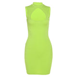 Fongt INS Summer Women's Fashion Sleeveless Round Collar Sexy Hollow Out Slim Hip Wrap