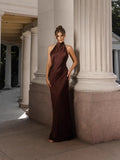 Fongt Summer New Women's Pure Color Tie With Waist Temperament Fashion Dress Dress