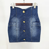 Fongt New Star Fashion Washing Denim Bag Hip High Waist Skirt Mini Skirt