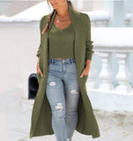 Fongt Cardigan Trench Coat Knit Loose Sweater Two Solid Color Vest Set-Outfit
