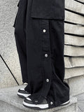 Buttoned Pocket Patch Cargo Pants-Outfit
