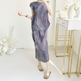 Fongt Three Folded New Dress Casual Style Folded Folded Long Skirt