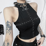 Summer 2024 New Blouse Ins Dark Street All Kinds Of Basic Suspenders Vest Women-Outfit