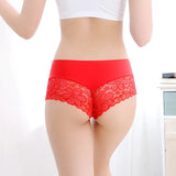 Fongt Ice Silk Tangle Lace Side Safety Pants Anti-Walking Trousers Comfortable Hip Mid-Rise Pants Head