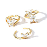 Zircon Butterfly Open Ring Three-piece Set-Outfit