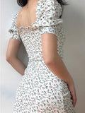 Ditsy Floral Short-Sleeve Mini Dress-Outfit