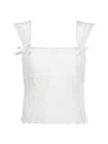 Embroidered Bow Lace Stitching Tank Top-Outfit