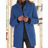 Fongt Autumn And Winter Women's New Ebay Retro Solid Color Button Collar Hair
