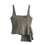 Decorative Trench Coat Fabric Coat 3067020 507 Spliced Wide Pleated Mini Skirt 4661403 Set-Outfit