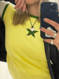 Star Printed Ringer Crop Top-Outfit