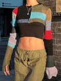 Color Block Striped Long Sleeve Bolero Cardigan-Outfit