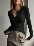 plain long-sleeved ribbed shirt with