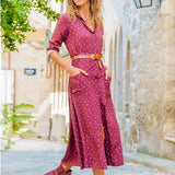 Plaid Striped Chiffon Shirt Dress 2020 New Turn-down Collar Long Sleeve Sashes Dresses Female Pocket Boho Print Long