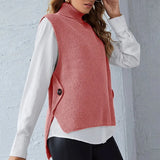 Fongt Women's Vest Pure Color Knit Turleneck Pullover Sleeveless Sweater