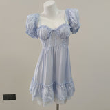 Fongt Heart Summer New Sweet Thin Short Fairy Dress Women Senior Feel Waist French Dress