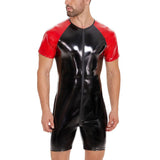 Fongt Men's PVC Bright Leather Onesie Sexy Slim Leather Clothing No Odor Size Accurate-Outfit