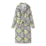 Patchwork Floral Printed Long Quilted Jacket For Women Winter Cotton-padded Lace Up Overcoats Female Chic Street