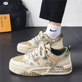 Men Skateboarding Shoes Canvas Thick Bottom Platform Shoes Comfortable Breathable Vulcanized Shoes Casual Sneakers Student Shoes-Outfit