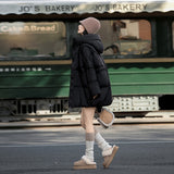 Down Jacket Women In The Long 2024 Winter Fashion Retro Design Sense Corduroy Splicing Warm Plus Size Coat Tide-Outfit