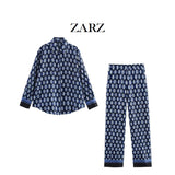 Fongt Homemade New Women's Dresses Geometric Pattern Printed Shirts Geometric Pattern Printed Pants