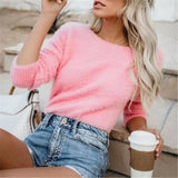 Fongt Women'swear Wish New Solid Color Fashion Long Sleeve Cashmeat Shirt