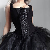 Summer New Black Vest Ins Square Collar Knitted Lace Sleeveless Halter Top-Outfit