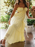 Ruched Tie-Up Strappy Maxi Dress-Outfit