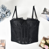 Fongt Women's New Thin Lace Sexy Plastic Suit Strap Top-Outfit