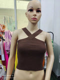 Fongt Cross Hanging Neck Knit Sling Small Vest Bare Back Tight Show Thin Bandage Wipe-Outfit