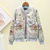 Designer Custom Made Autumn Winter Outwear Jackets Women's Vintage Gold Line Jacquard Beading luxury Tops Coat