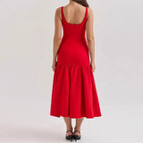 Fongt Women's New Square Collar Women's Elegant Flounce Solid Color Sexy Sling Autumn And Winter