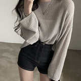 Vintage Ice Silk Oversized Knitted Sweater-Outfit