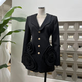 Sweet And Cool Early Spring New Hip Collar Three-Dimensional Handmade Flowers A Version Of High-End Blazer Over The