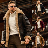 Fongt Men's Coat Winter Large Size Warm Composite Leather Jacket With Thick Fur Coat Men