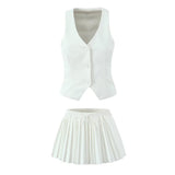 Fongt Homemade New Women's Sleeveless Buttoned Suit