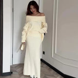Fongt The Autumn Of 2025, The New Fashion Knitted Shoulder Collar Skirt Two-Piece Jacket