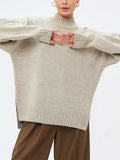 Fongt And Winter Half-High Collar Thread Sweater Solid Color Cover Loose Casual Knitwear
