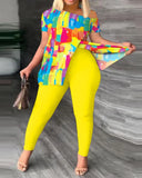 Independent Station Spring And Summer Printing Fashion Suit 2-Piece Set For Women-Outfit