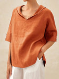 Fongt Summer New Women's Solid Cotton Loose Top T-Shirt Short Sleeves